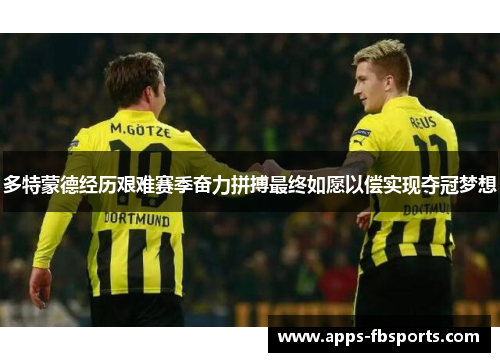 多特蒙德经历艰难赛季奋力拼搏最终如愿以偿实现夺冠梦想